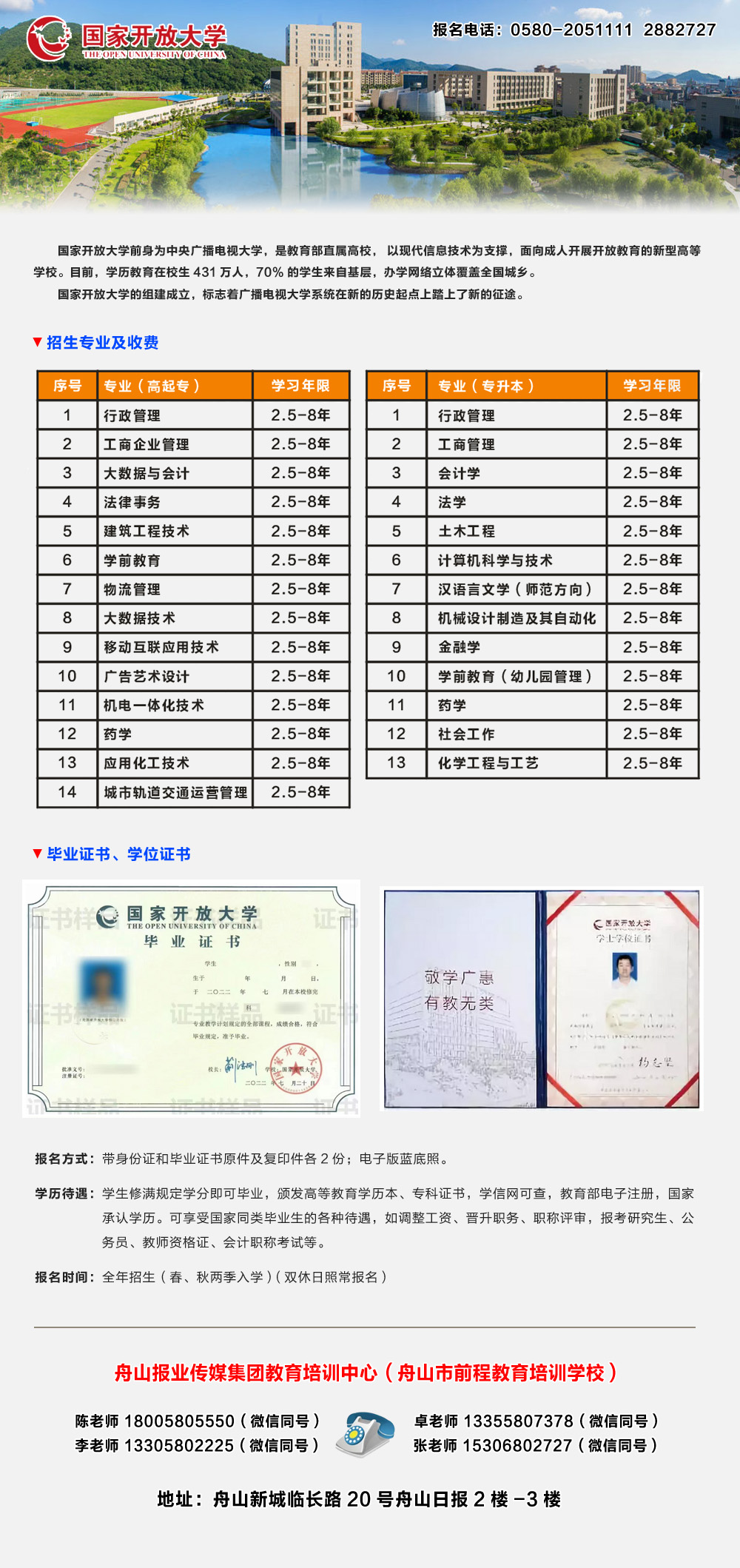 國家開放大學成人教育招生簡章