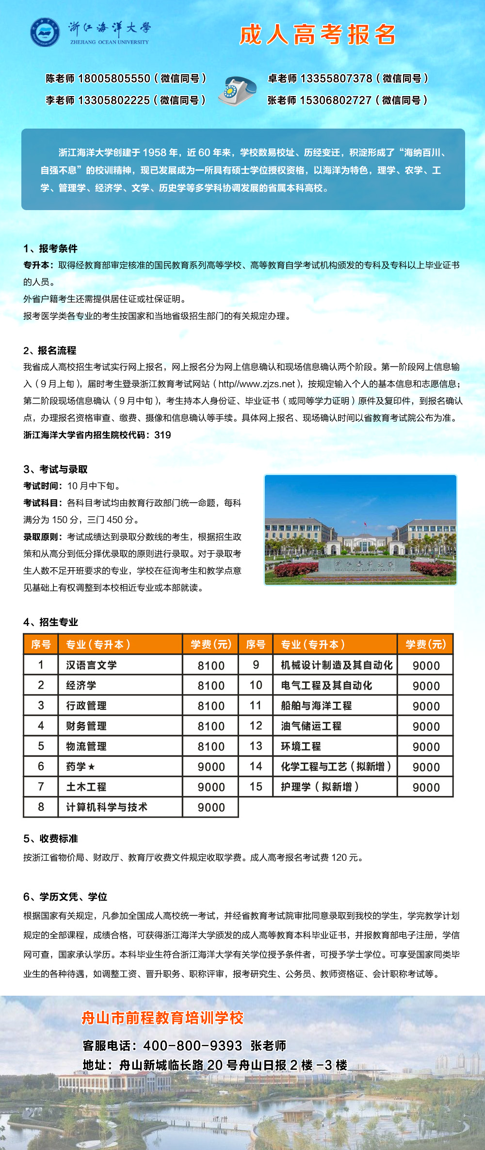 浙江海洋大學成人高考報名